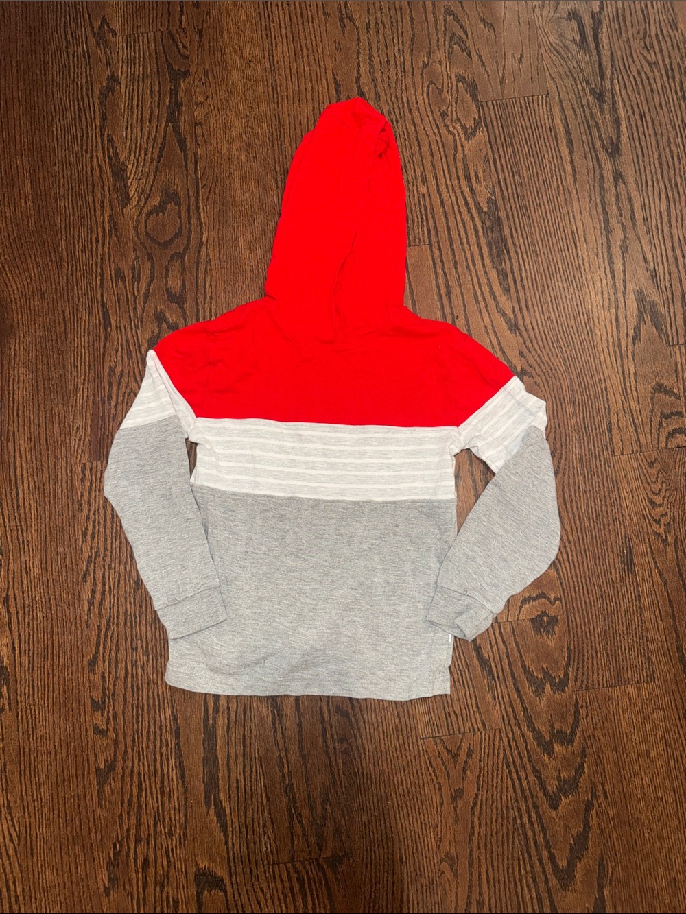 Little Sleepies Kids Bamboo Red & Gray Hooded Colorblock Pullover 5T